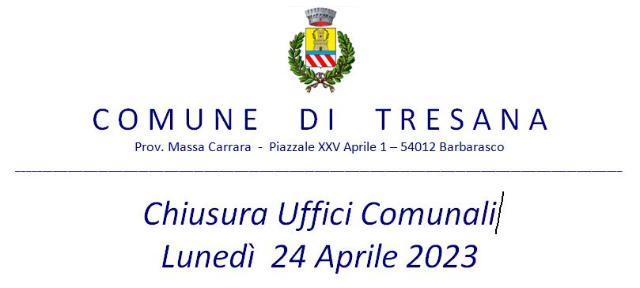Chiusura Uffici Comunali Lunedì 24/04/2023