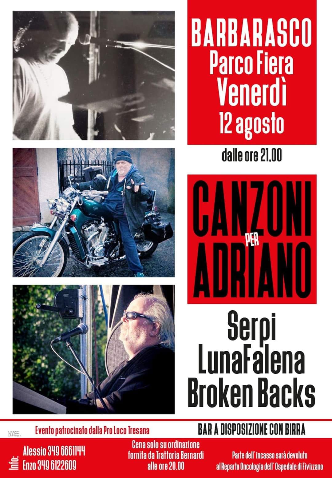 CANZONI PER ADRIANO venerdì 12 agosto Parco Fiera