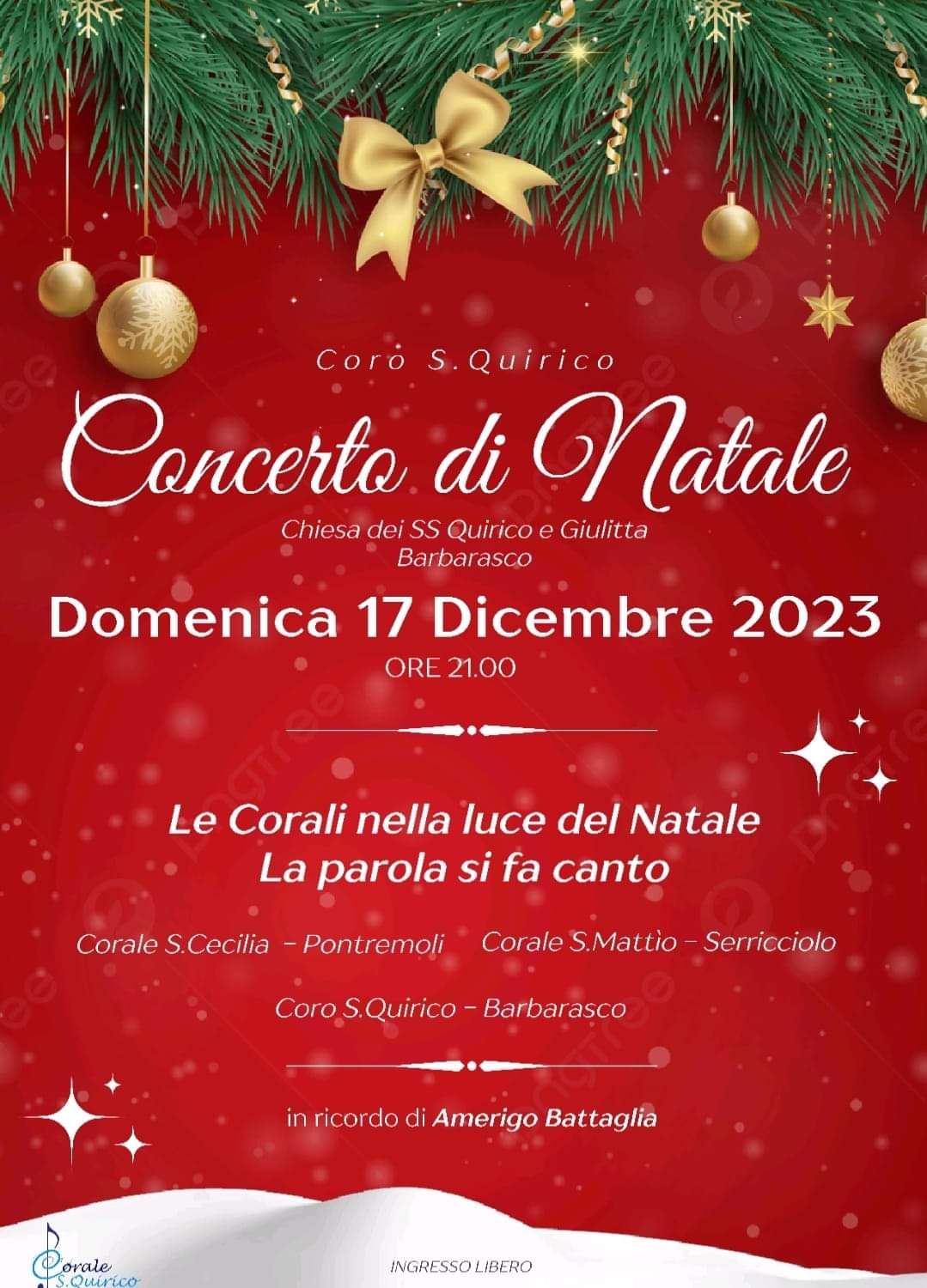 Concerto di Natale Domenica 17 Dicembre 2023