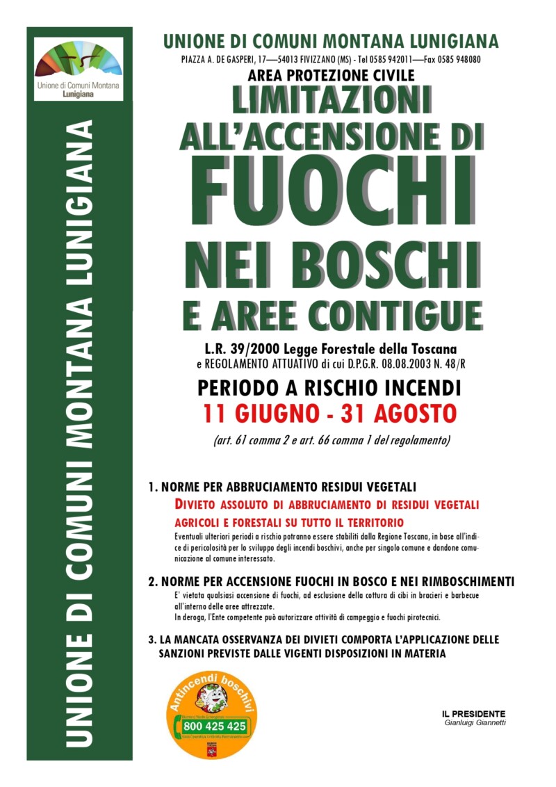 Divieto Fuochi Nei Boschi e Aree Contigue